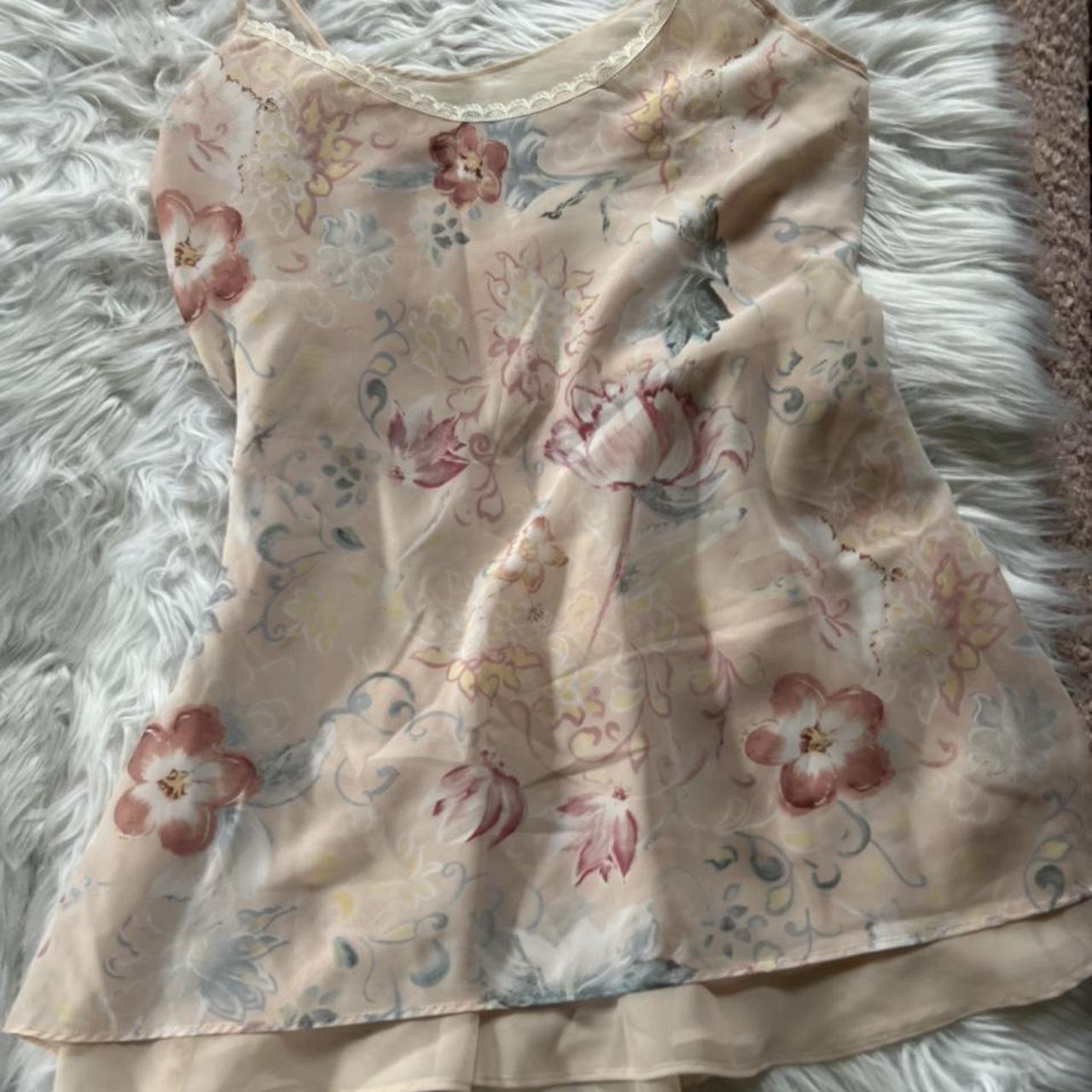 Vintage floral slip dress. This slip dress is a pale... - Depop