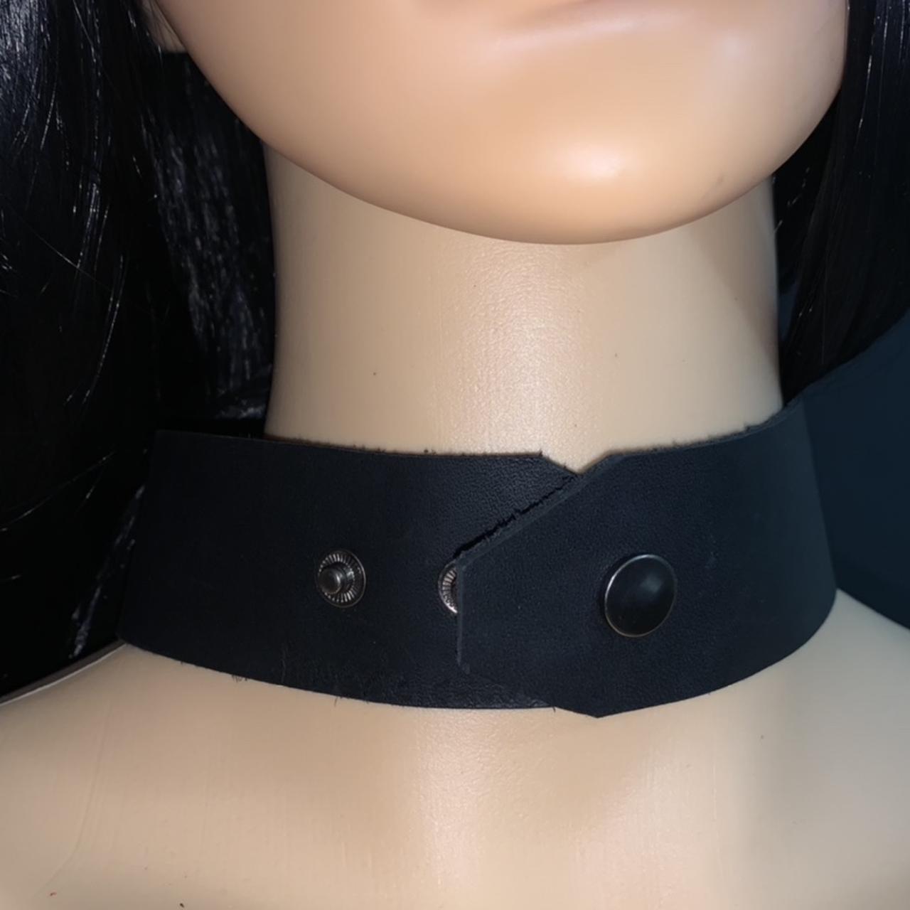 Goth Choker Red Leather Double Layer Necklace Thin - Depop