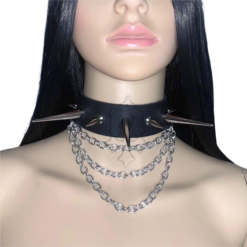 Goth Choker Red Leather Double Layer Necklace Thin - Depop