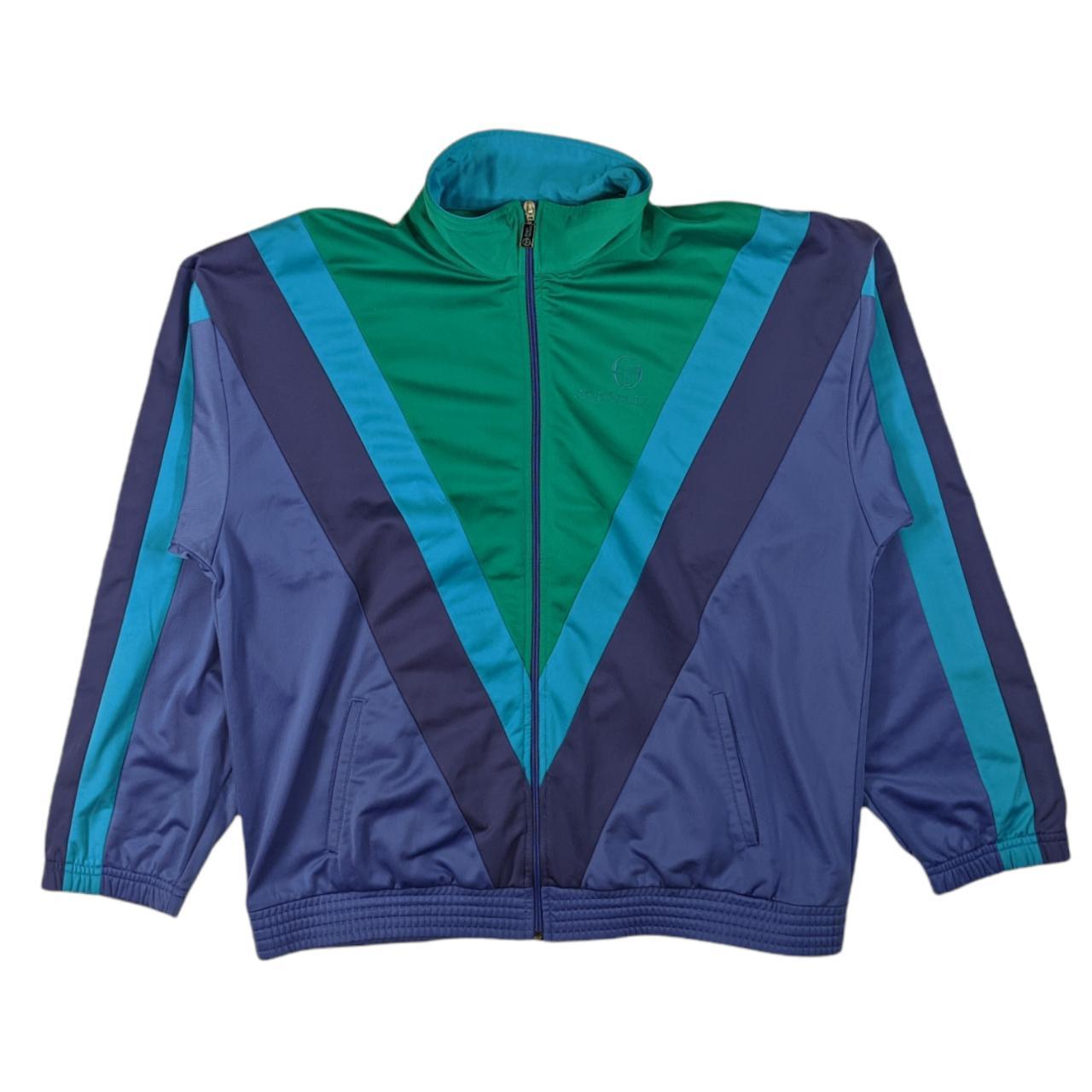 Vintage multicoloured Sergio Tacchini track jacket... - Depop