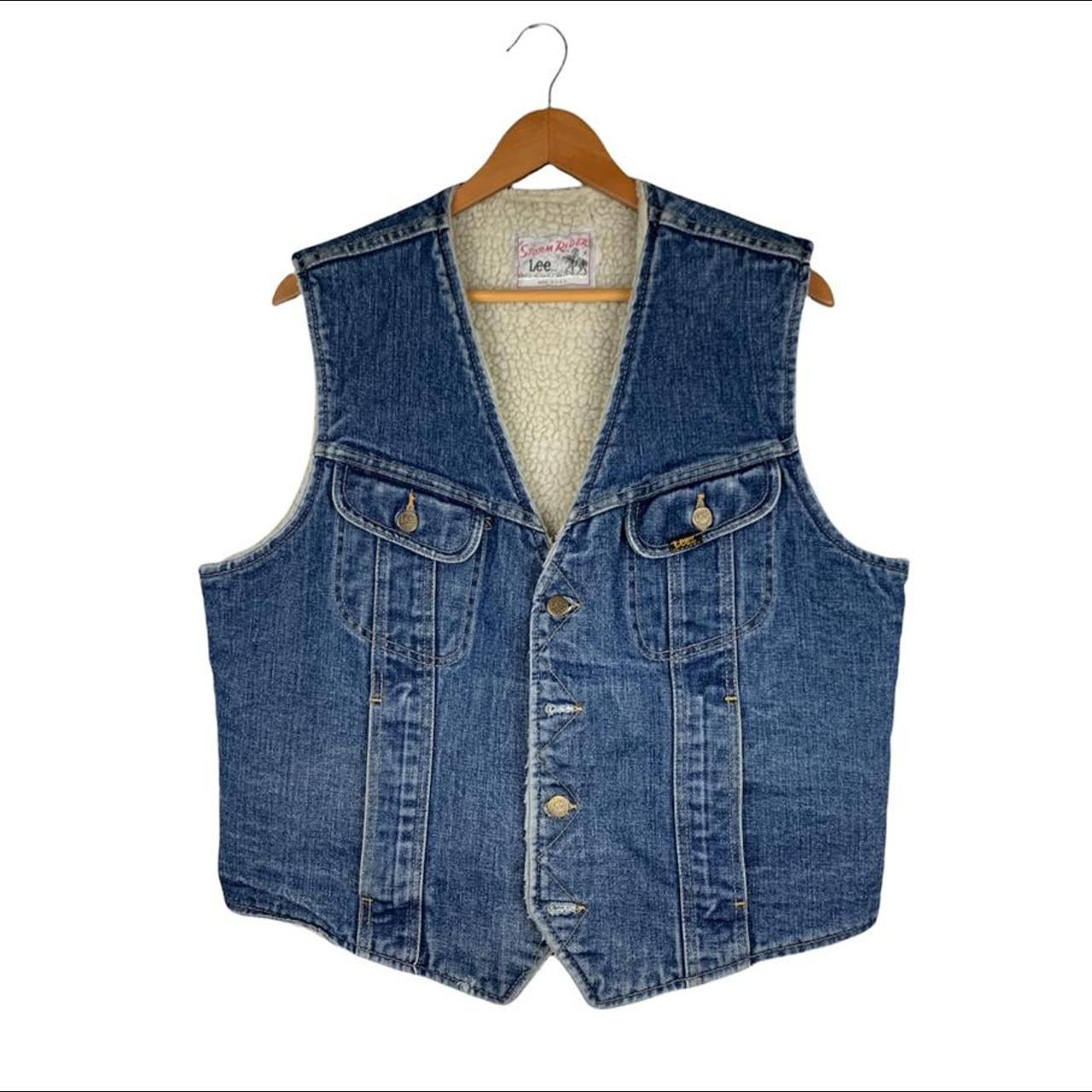 1970 1980’s Lee Storm Rider Denim Vest Sherpa... - Depop