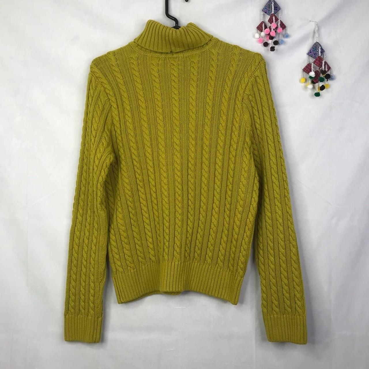 Jeanne Pierre lime green pullover heavy cable... - Depop