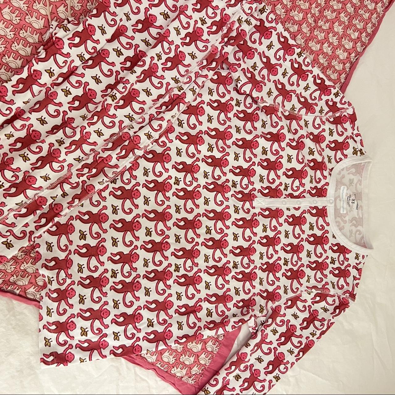 ROLLER RABBIT classic pink monkey long sleeve pajama... Depop