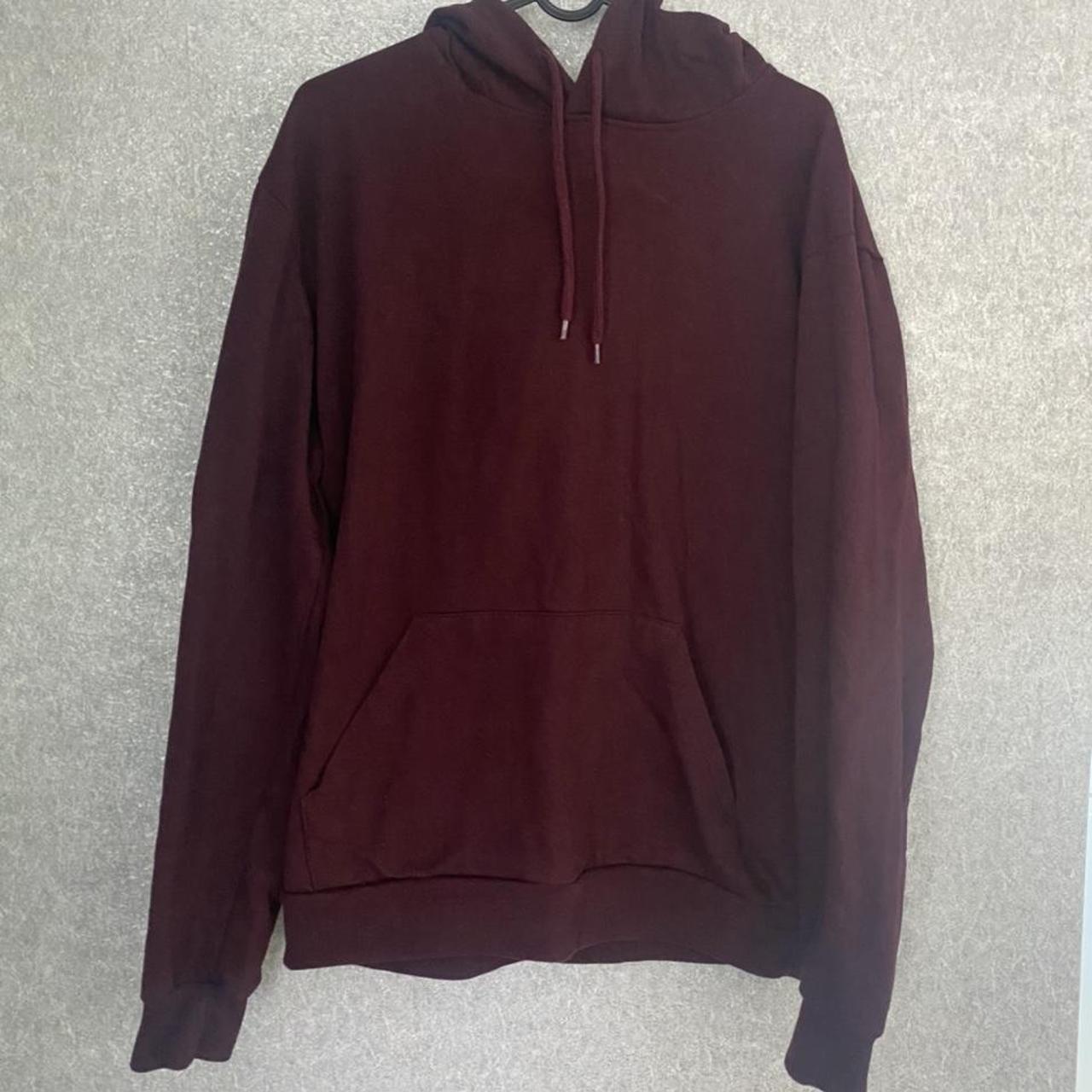 Mens Burgundy Hoodie Hardly Worn - Depop