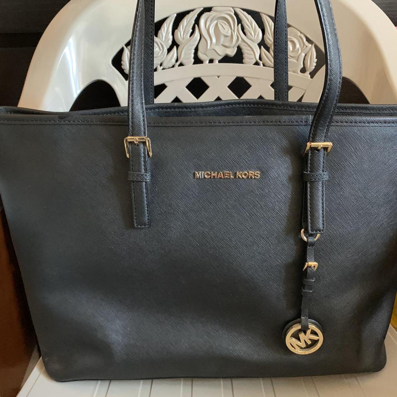 Michael Kors Women's Gold and Black Bag | Depop