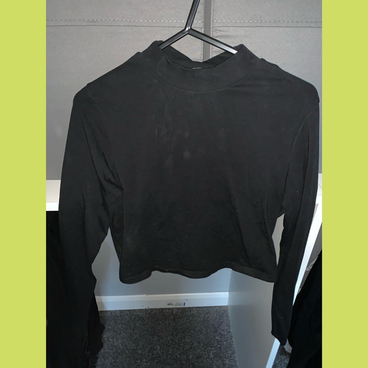 Black funnel neck long sleeve crop top #funnel... - Depop