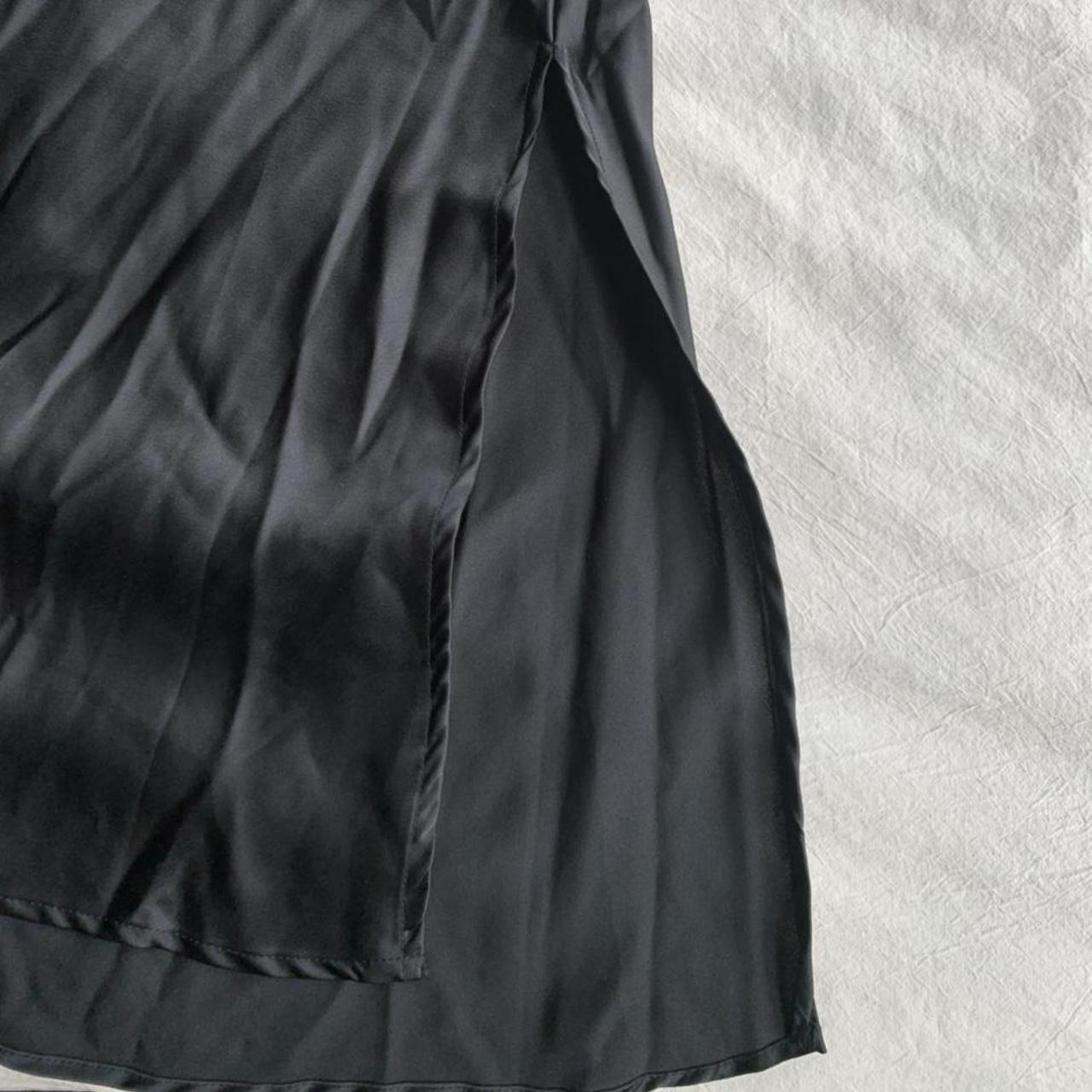 Black MIDI slip dress! Midi length with a slit on... - Depop