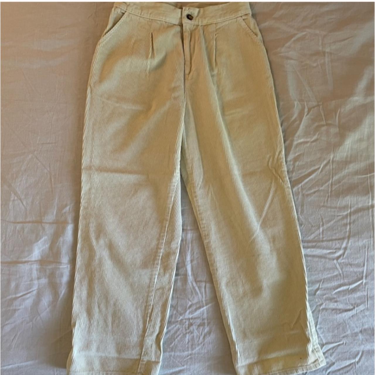 Urban Outfitters Women's Cream and Yellow Trousers | Depop