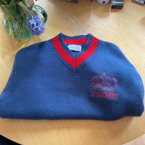 Thames MMXX P.G knit Navy Red size Small Last... - Depop