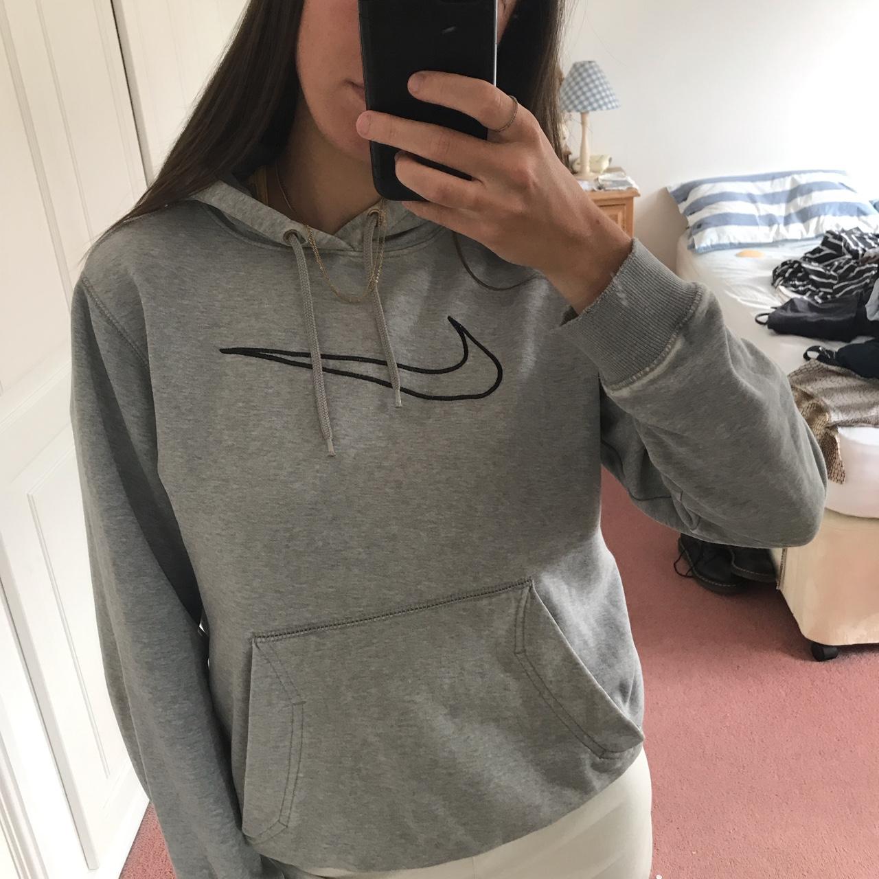 nike grey hoodie with black tick