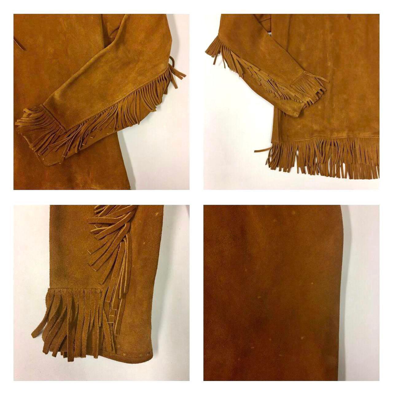 Vintage 1970’s Buckskin Leather Fringe Pullover... - Depop