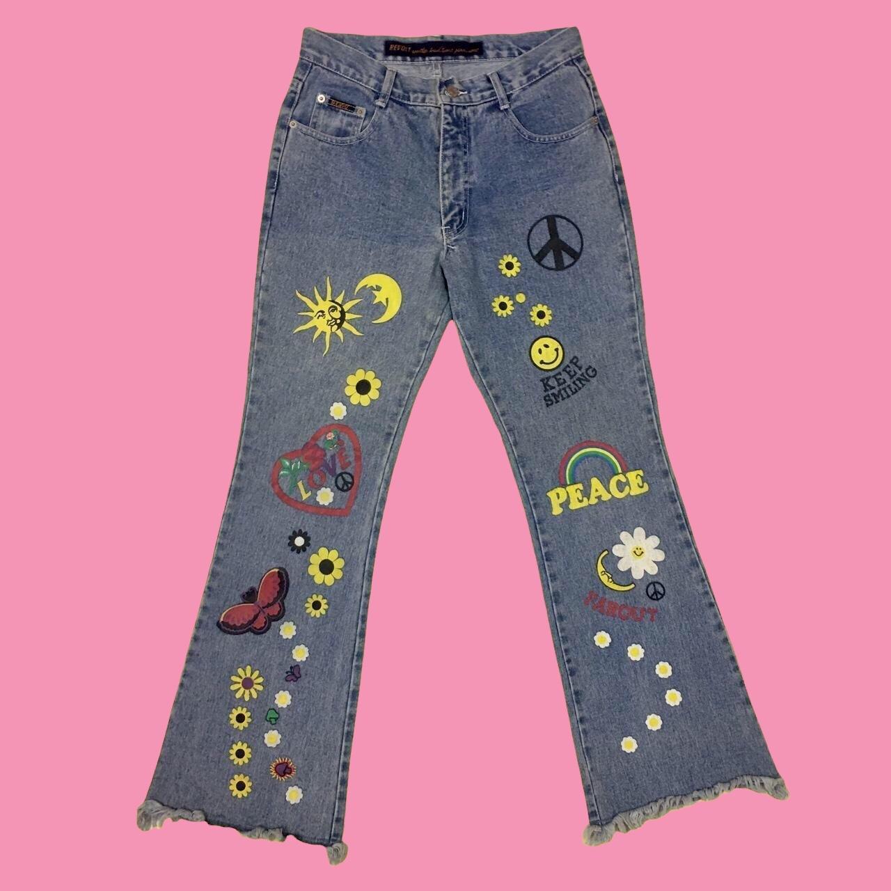 Vintage Y2K Hippie Bootcut Jeans in amazing shape.... - Depop