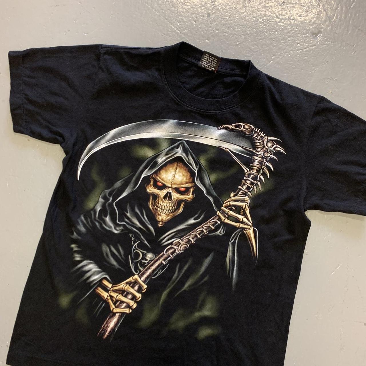 Vintage Grim Reaper Graphic Tshirt - Size: Mens... - Depop