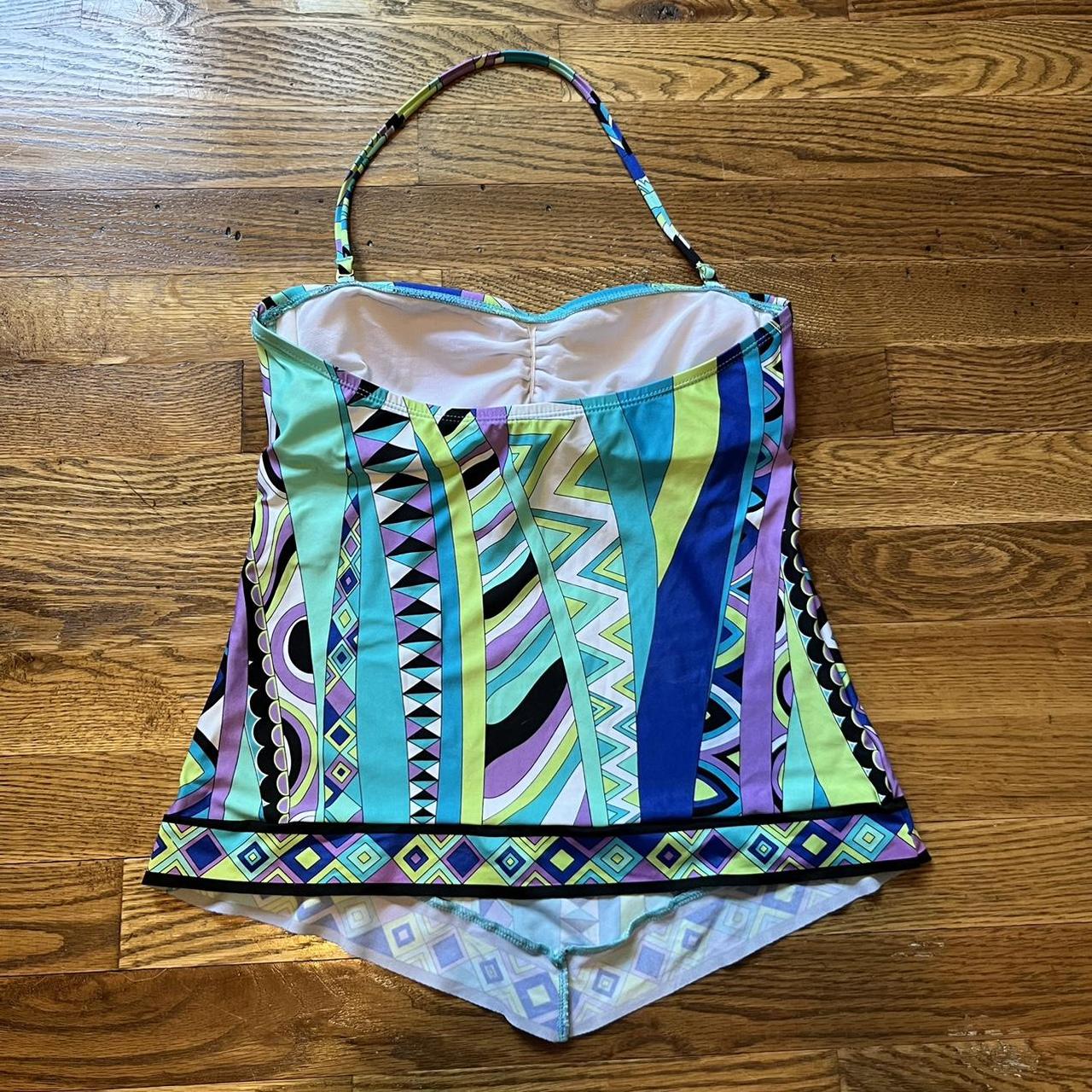 Groovy 2000s-does-60s tankini convertible halter top... - Depop