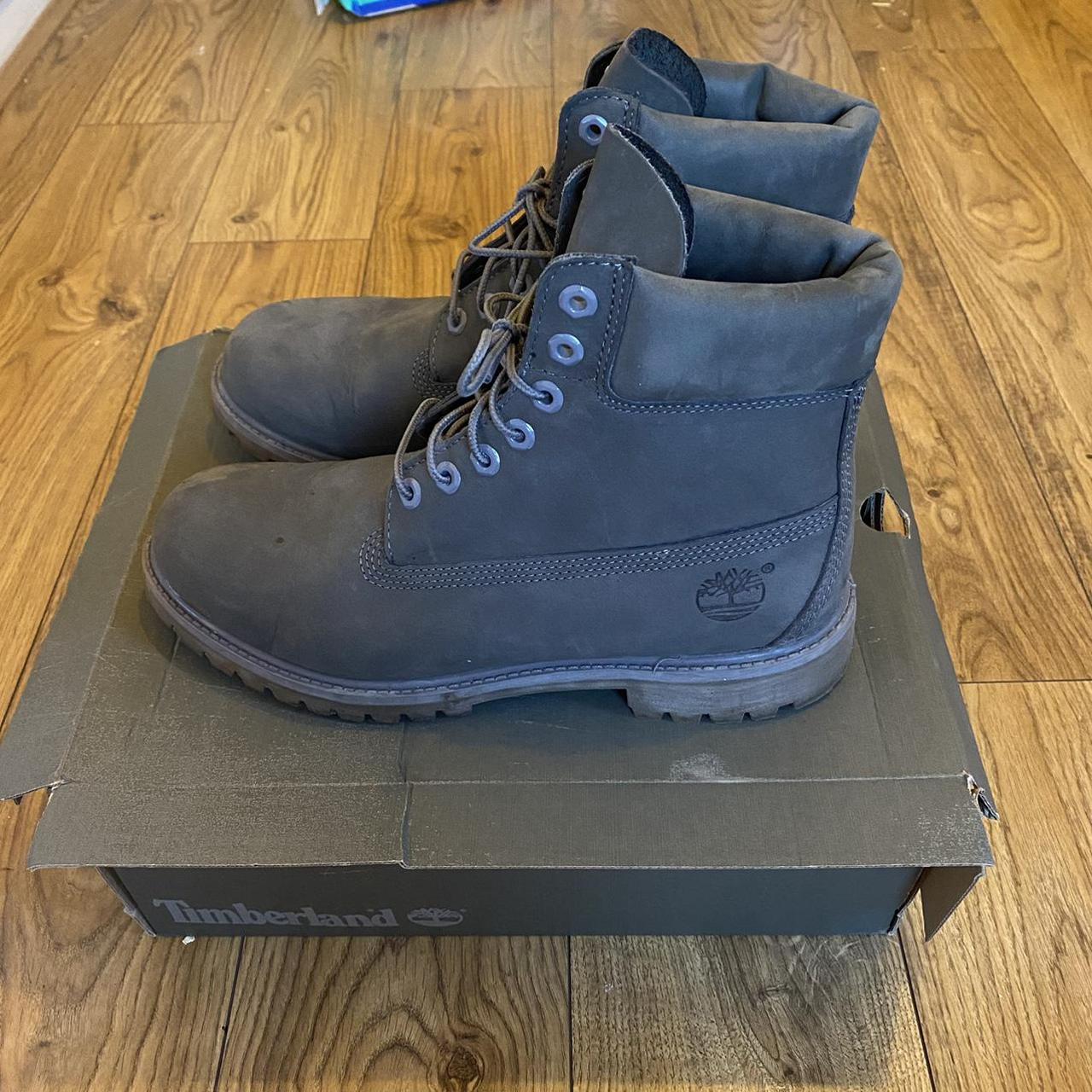 Grey and blue store timberlands