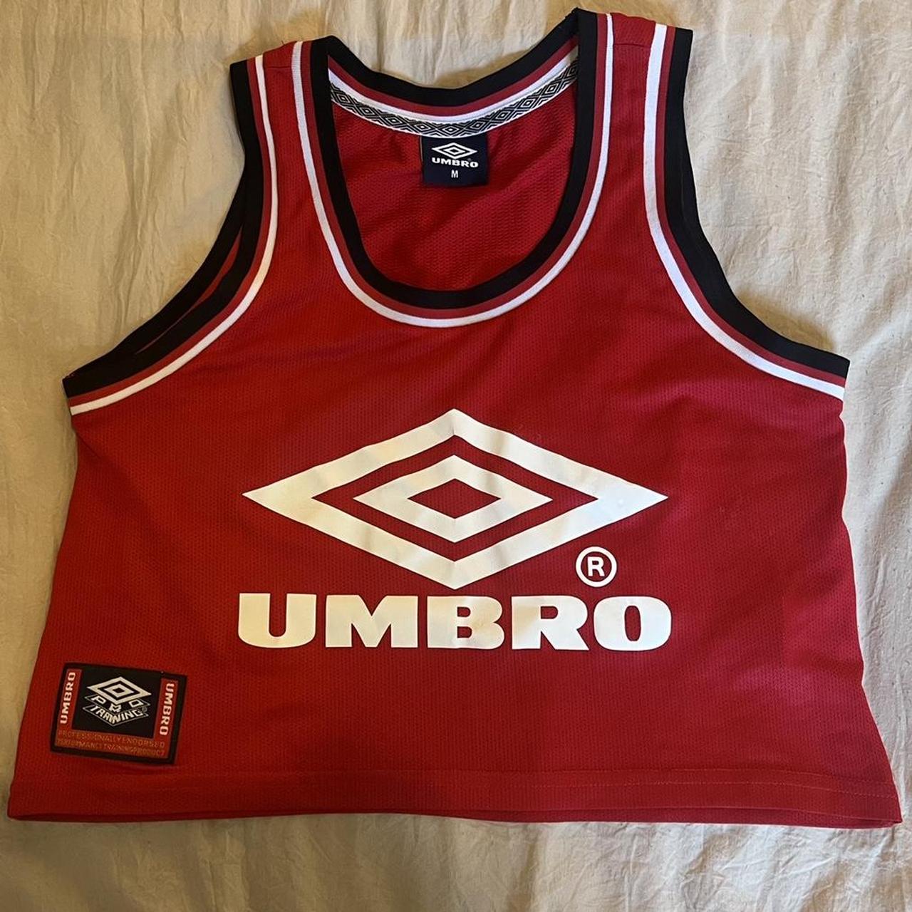 UMBRO red cropped basketball vest top Size UKM UMBRO Depop