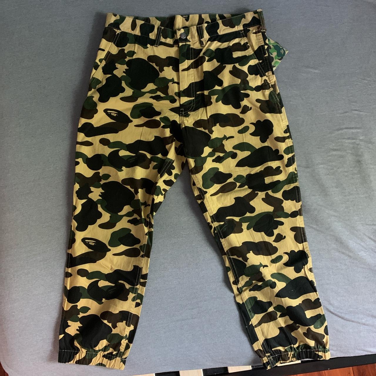 BAPE Men's Khaki and Green Trousers | Depop