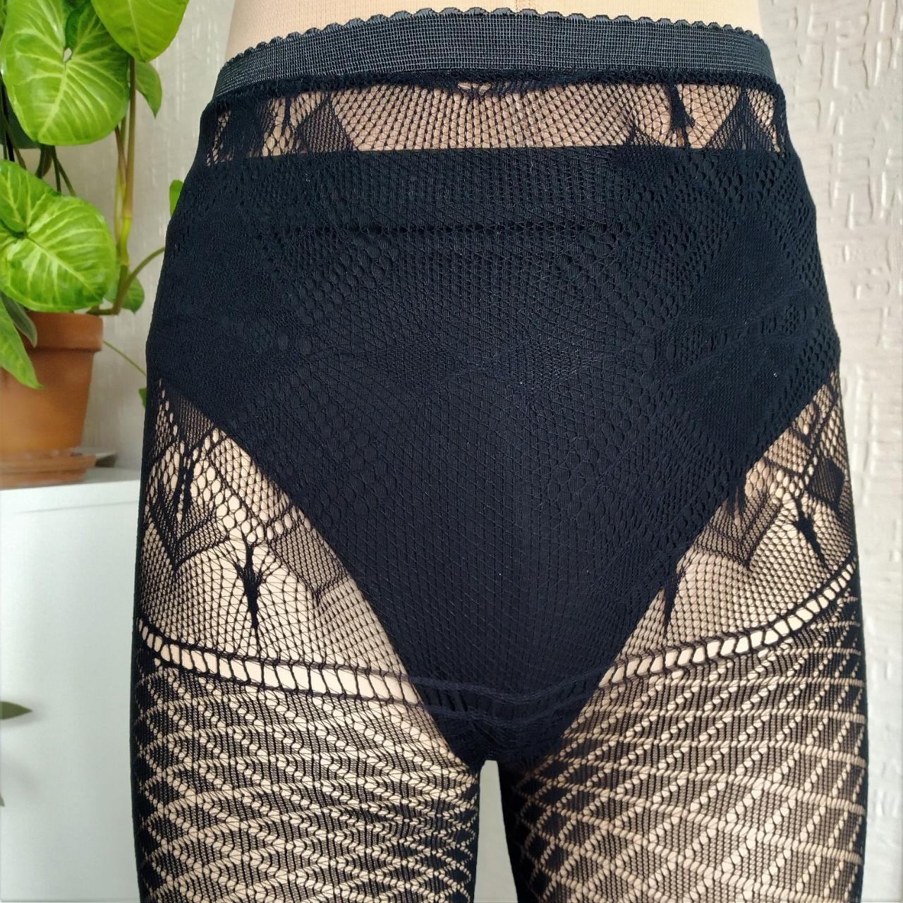 Geometric gothic pattern fishnet mesh tights in... - Depop