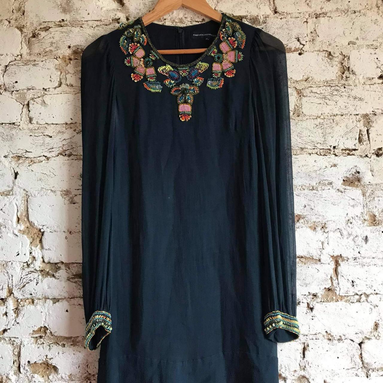 French Connection Mini Dress Embellished navy Depop