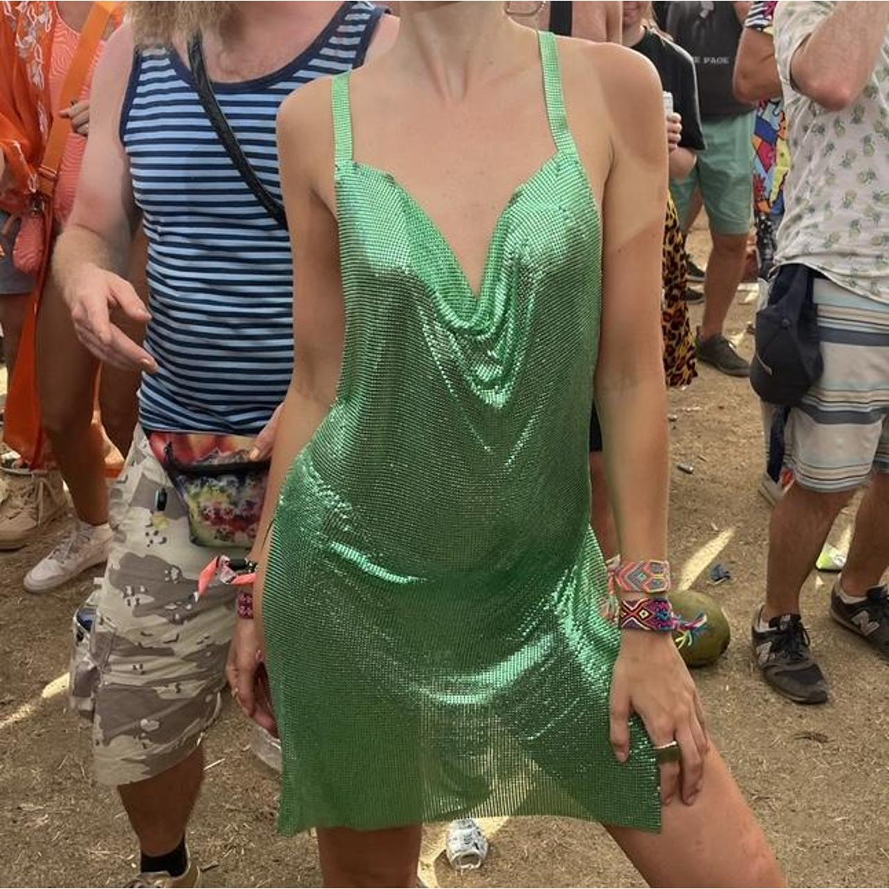 Nasty gal green chainmail dress size XS will fit... Depop