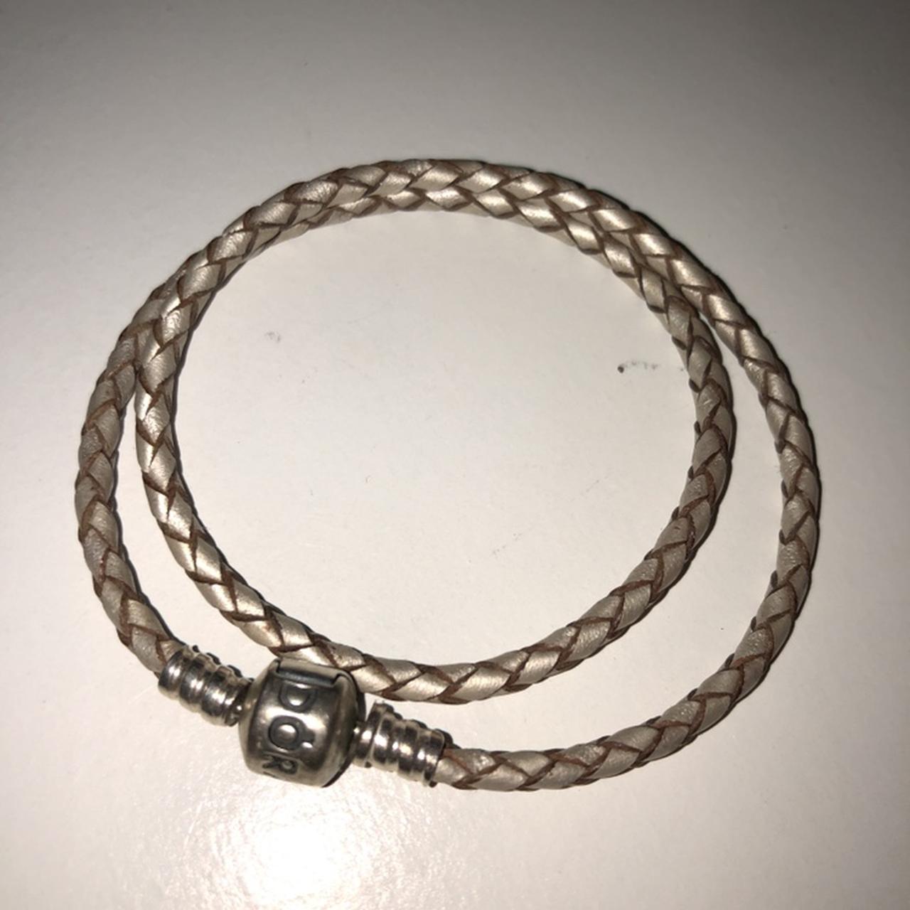 Pandora champagne 2025 leather bracelet