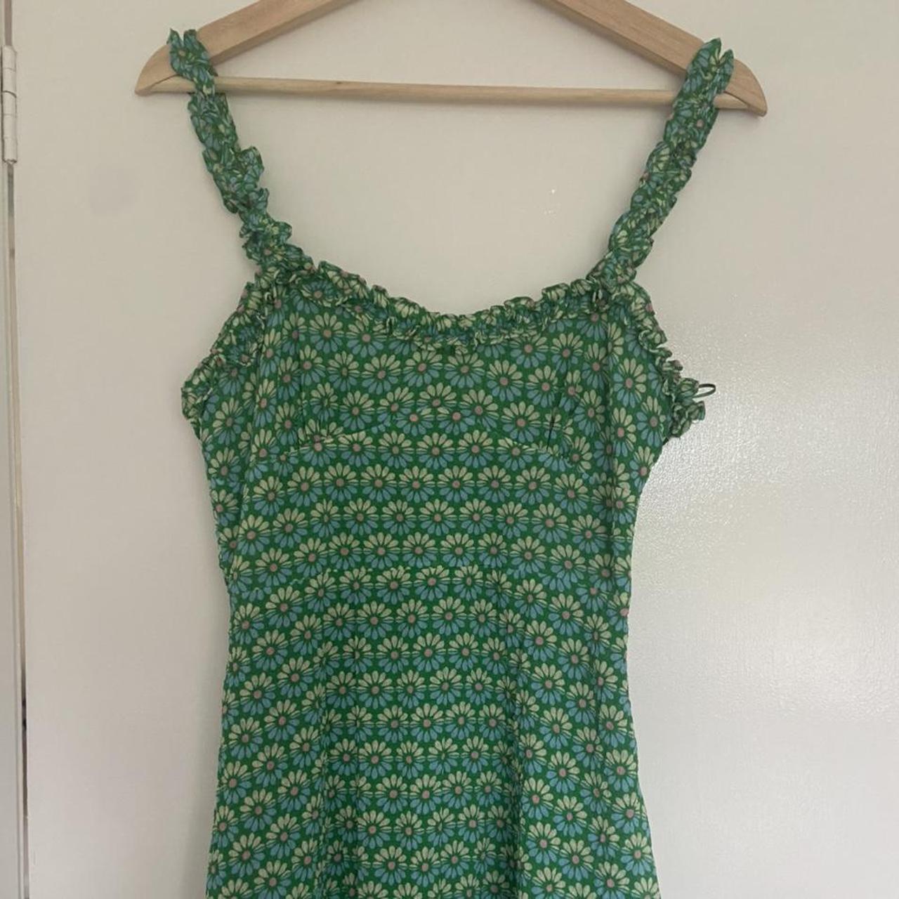 Zara Women's Green and Pink Dress | Depop