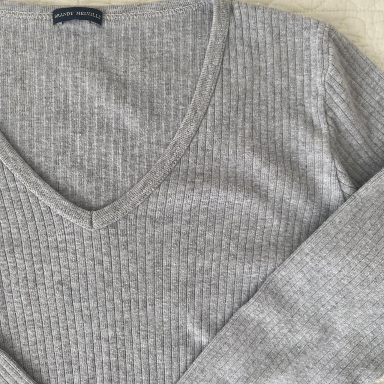 ⭐️Brandy Melville Simple V-neck long sleeve Light... - Depop