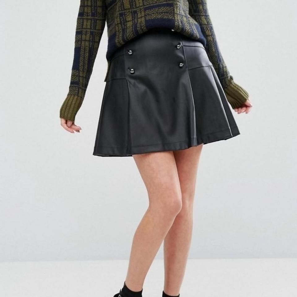 Faux leather clearance pleated skirt oasis