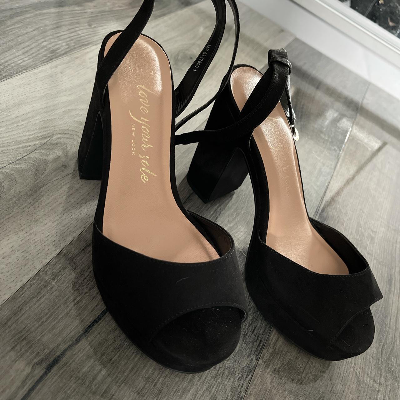 Black heeled shoes Never been worn Size 5 wide fit... - Depop