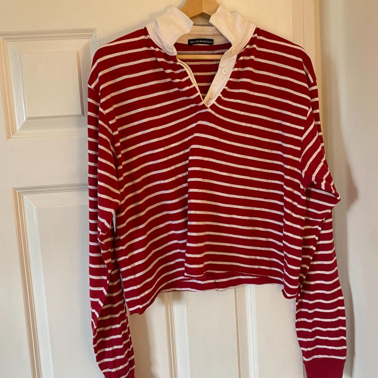 Brandy Melville Women's Red and White Polo-shirts | Depop