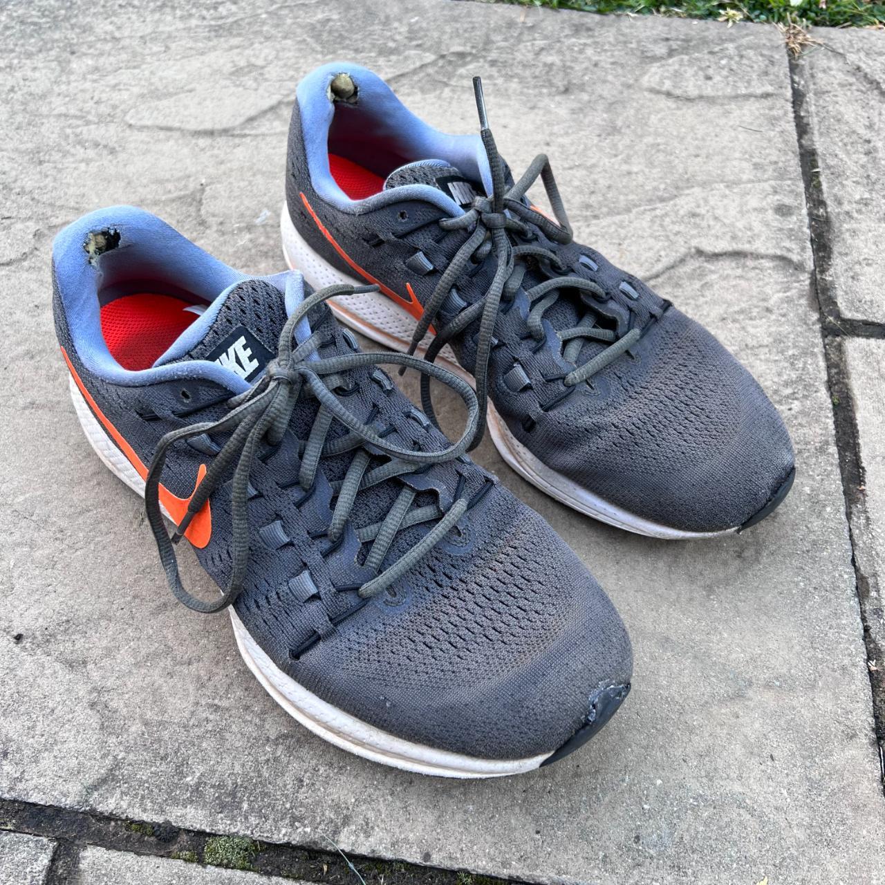 Nike Men's Grey and Orange Trainers | Depop