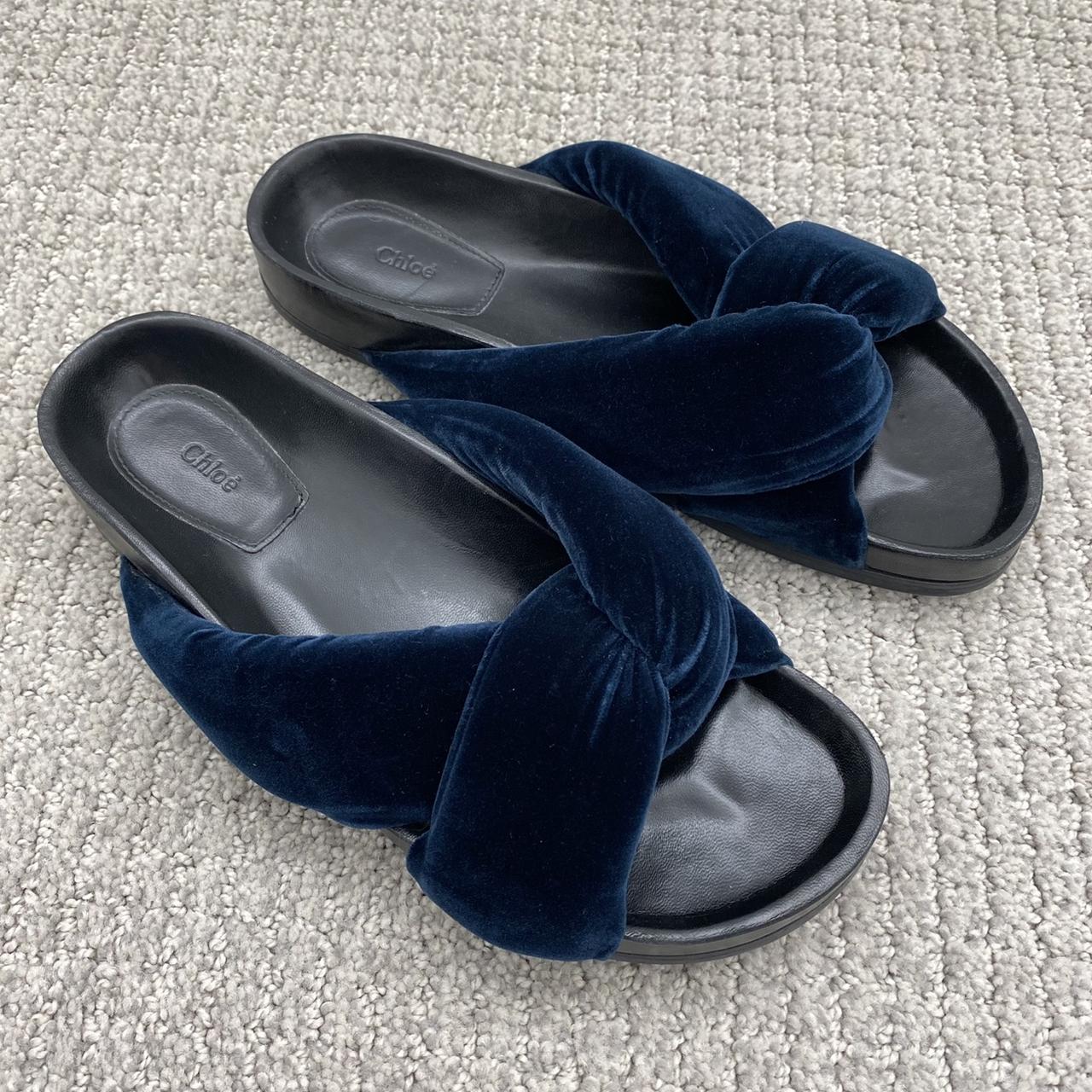 Chloe Nolan blue velvet sandals. Super comfortable Depop