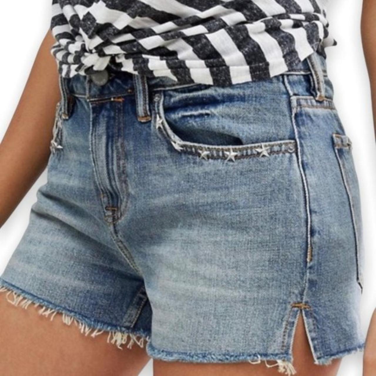 All Saints Star Denim Shorts Mid Indigo Blue Size... Depop
