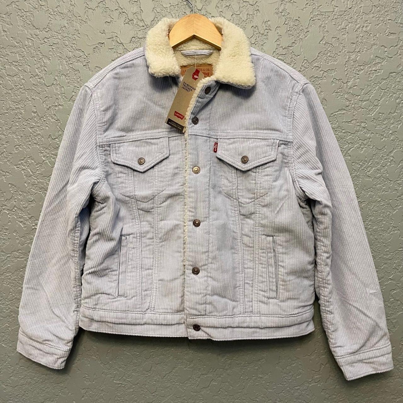 Levi’s ExBoyfriend Corduroy Sherpa Trucker... Depop