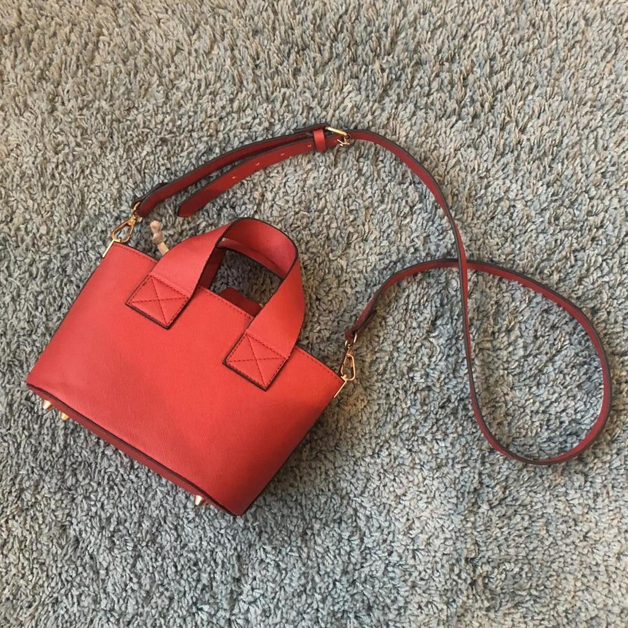 Zara red leather mini city tote handbag Mini... - Depop