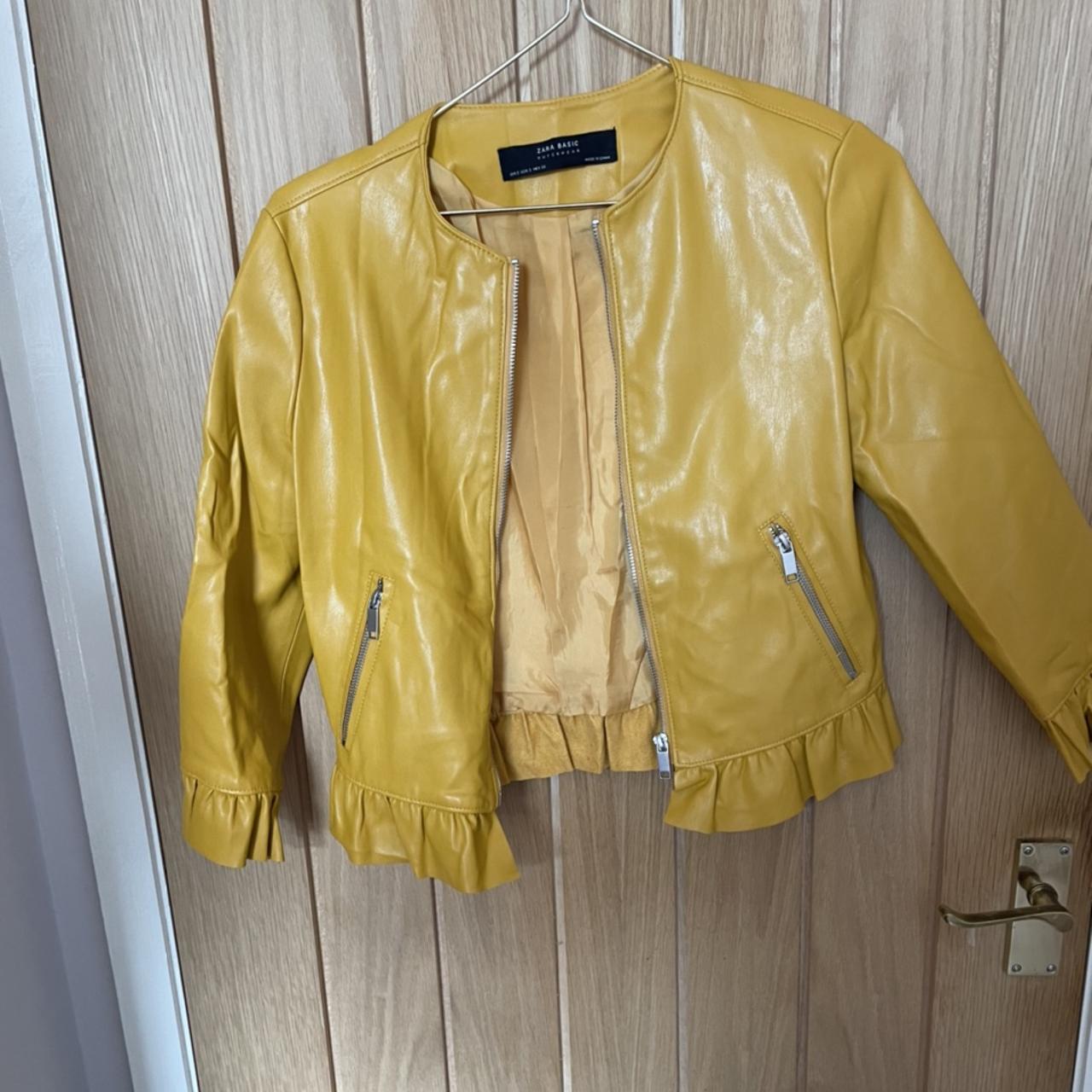 Zara XS faux leather jacket. Mustard colour zara Depop