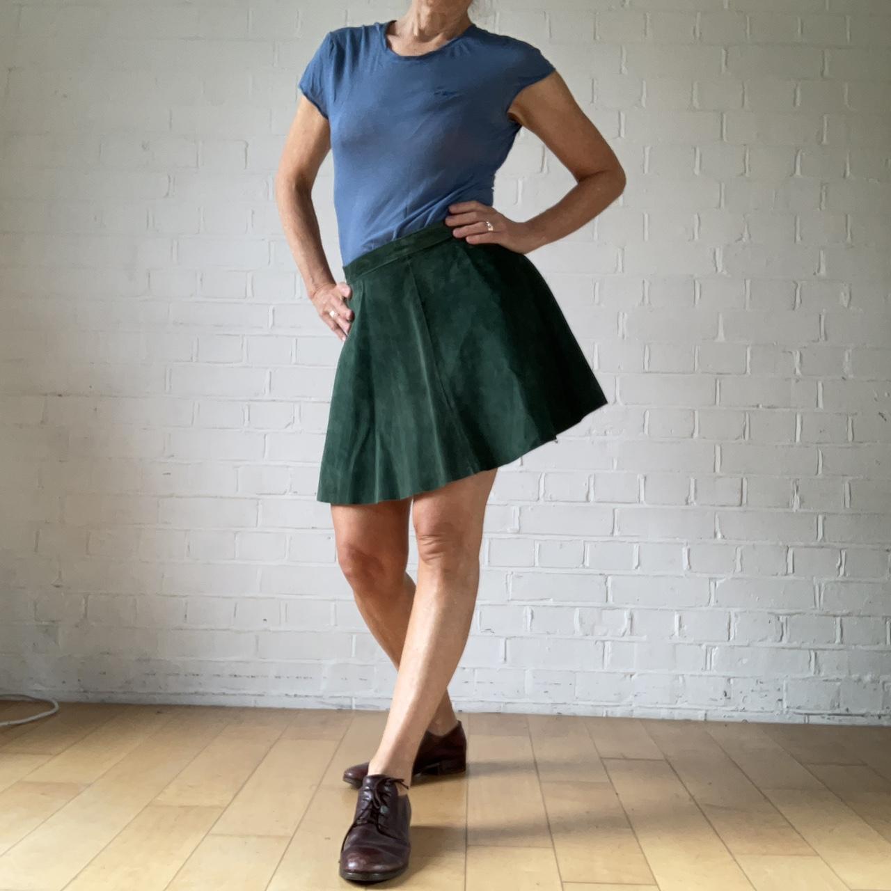 American Apparel green suede circle mini skirt
