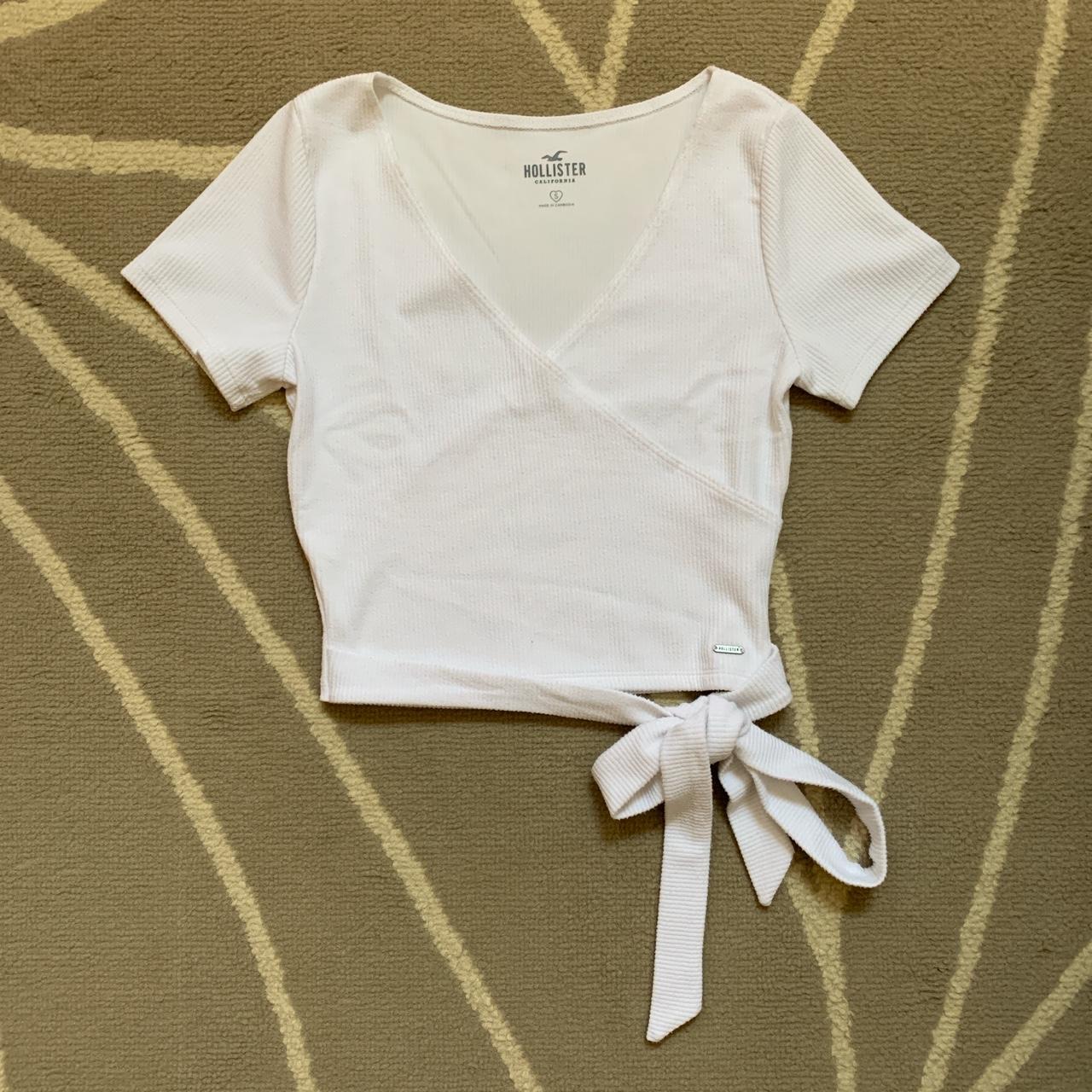 Hollister ribbed white wrap top, bought last summer