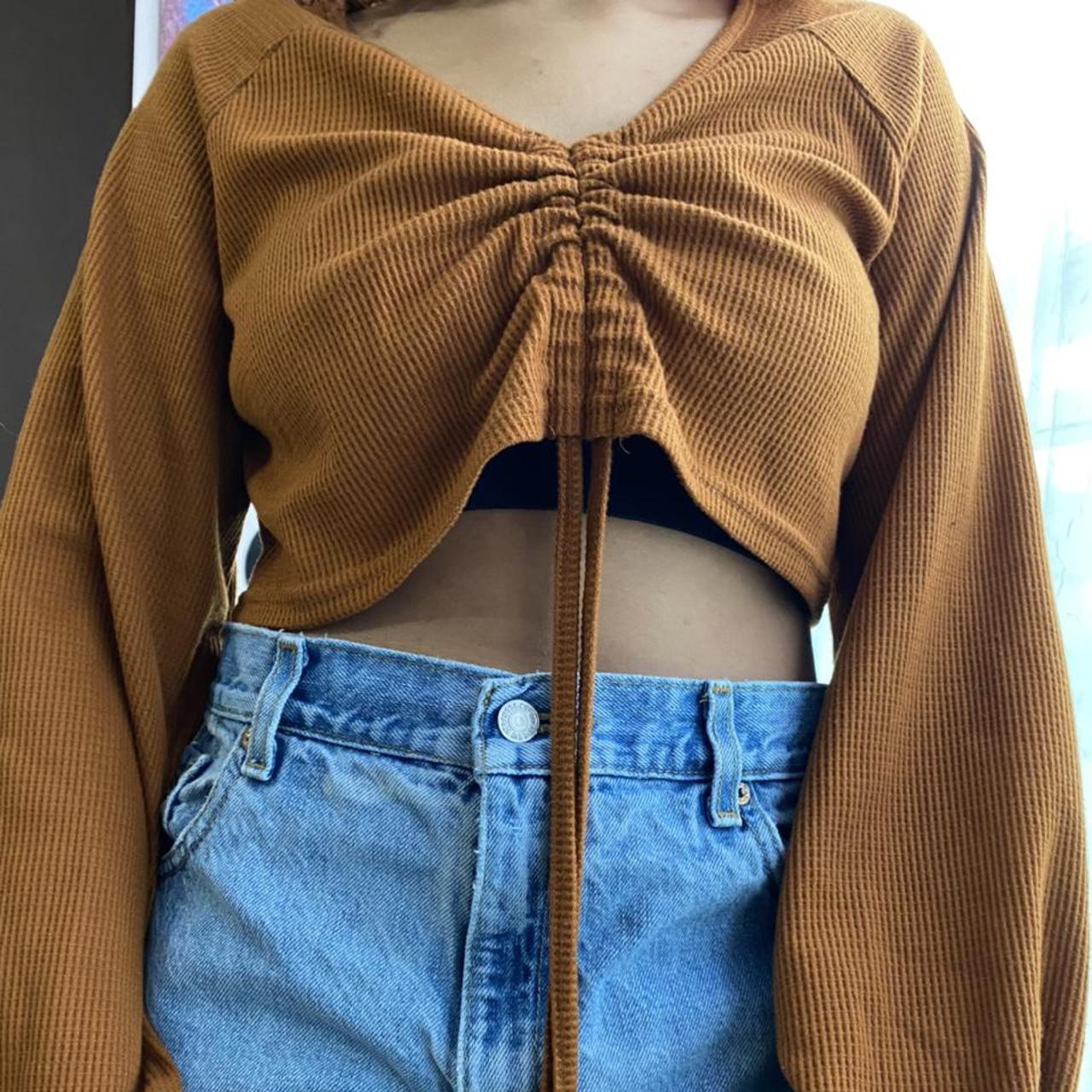ruched drawstring sweater