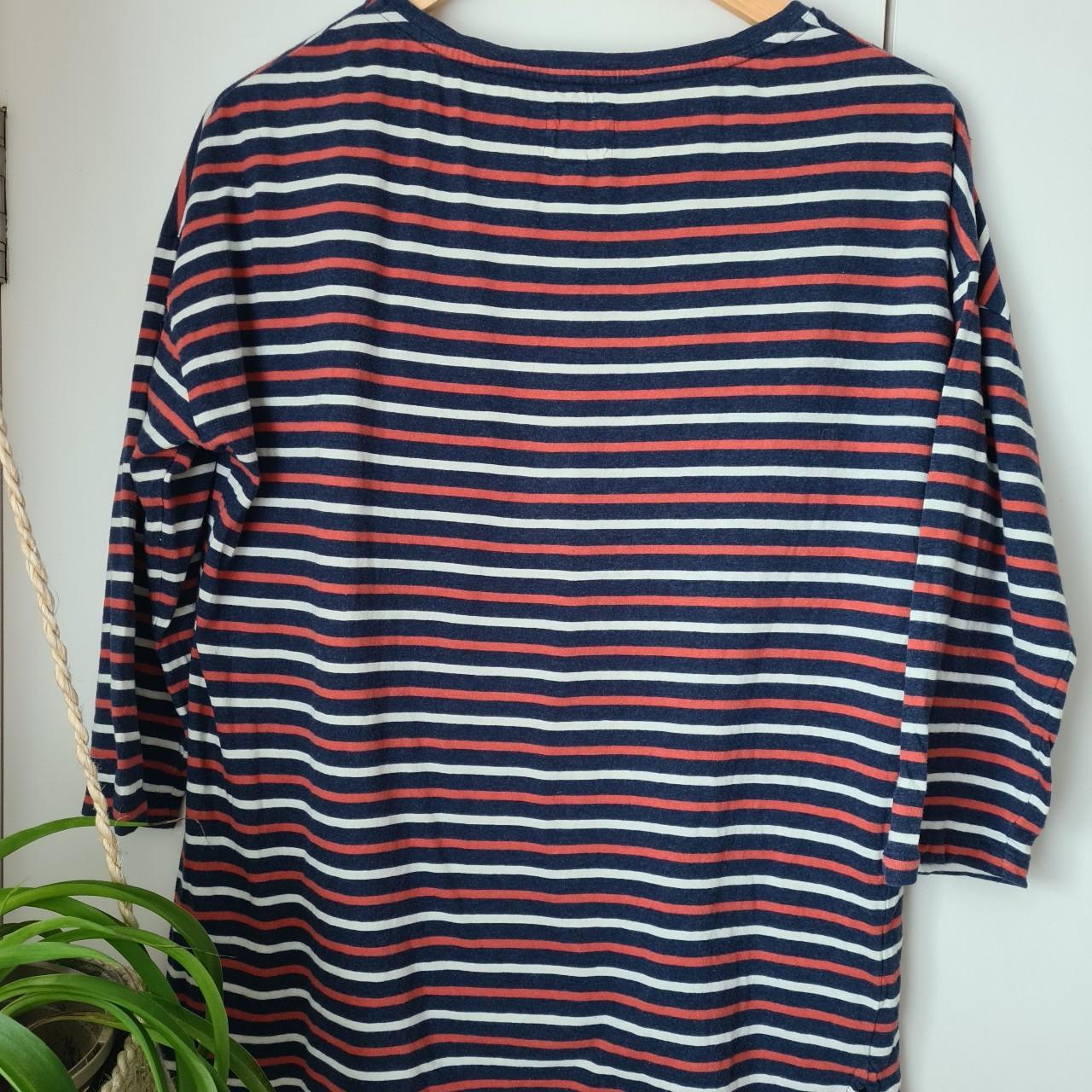 Fat Face 3/4 sleeve, red, white and blue striped... - Depop