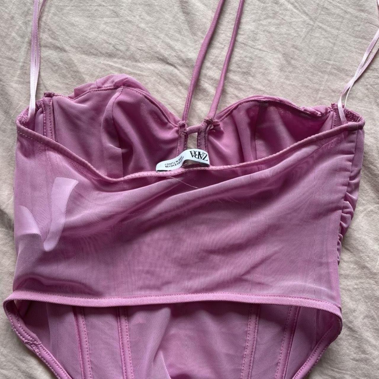 Zara Women's Pink Corset Depop