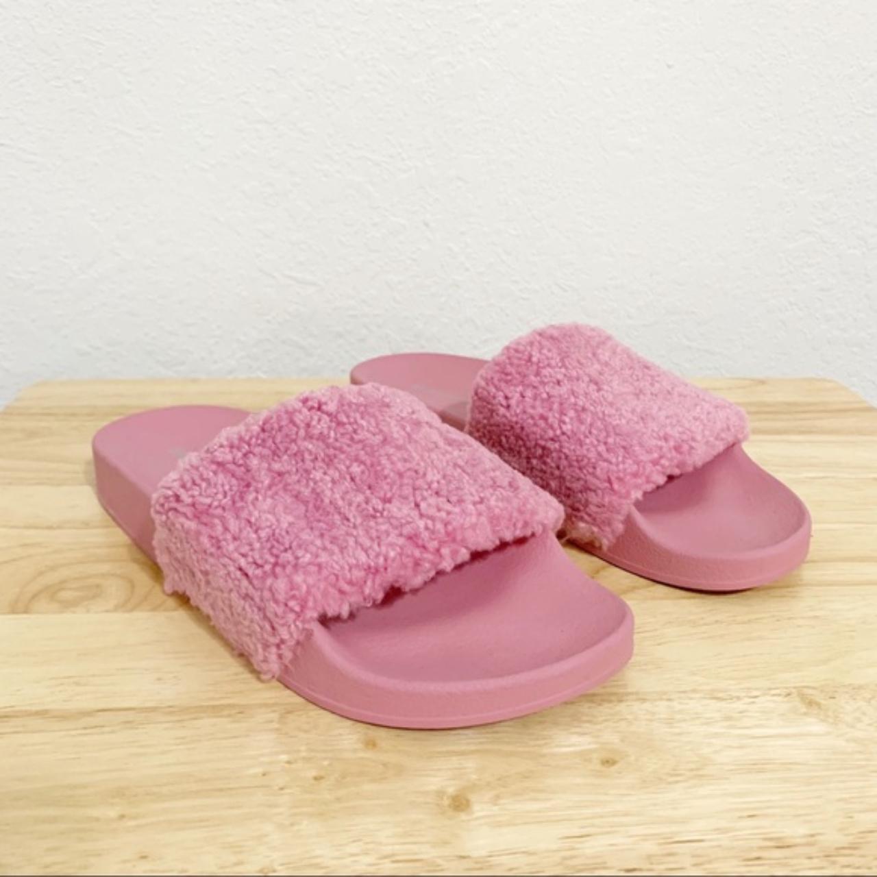 Steve Madden Shear Pink Faux Fur Slip on
