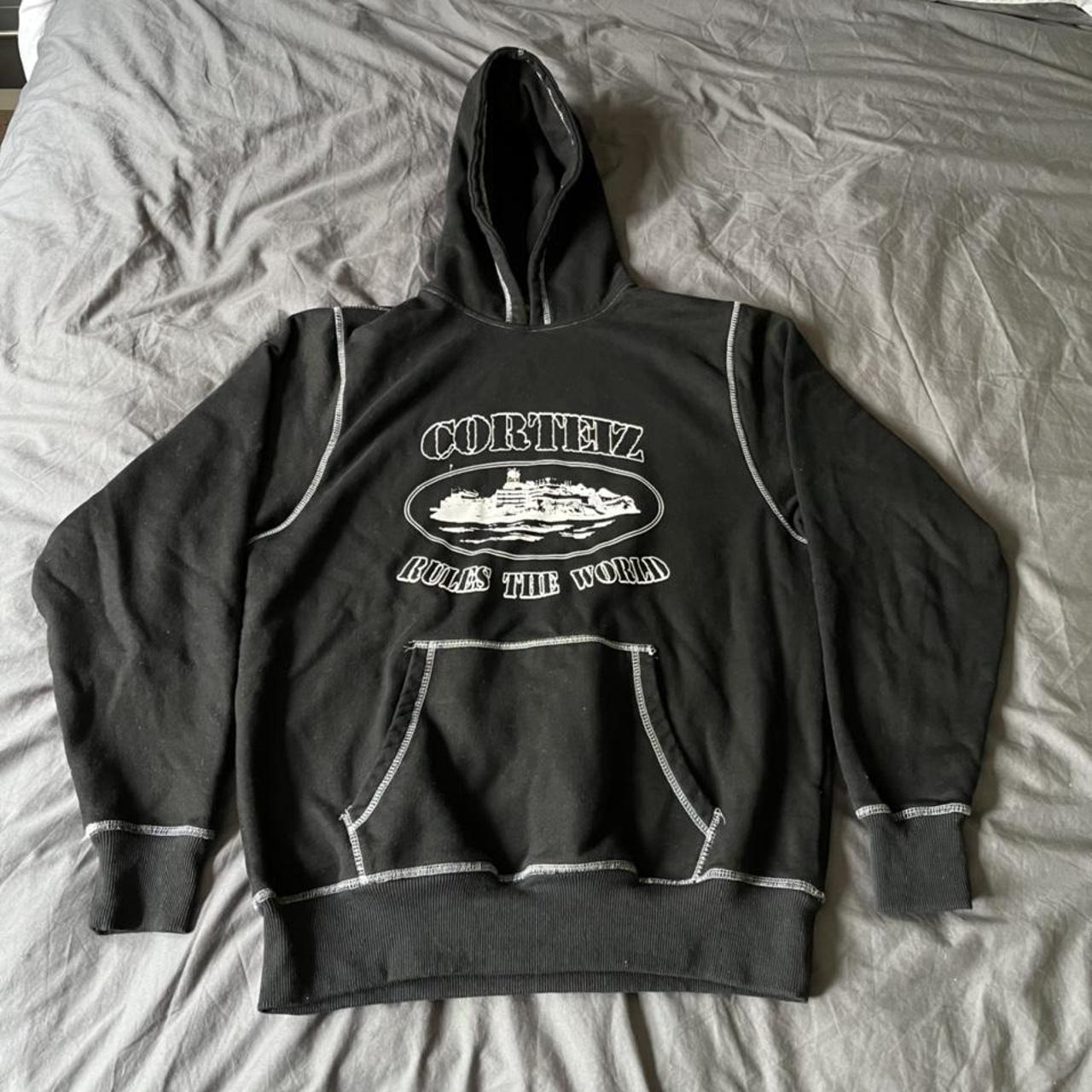 Corteiz superior black hoodie alcatraz logo size... - Depop