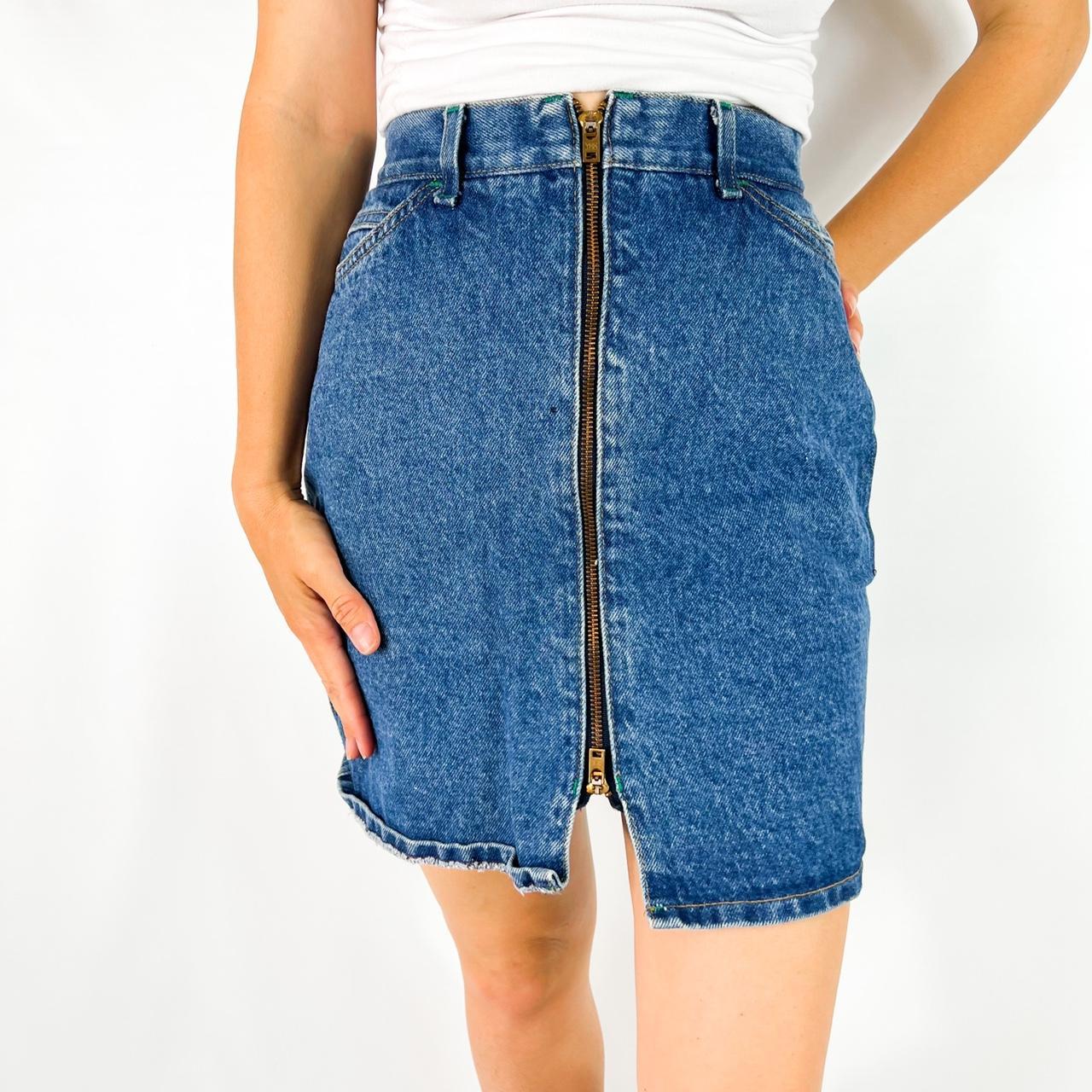 Vintage full zip Lee blue jean skirt The coolest... - Depop