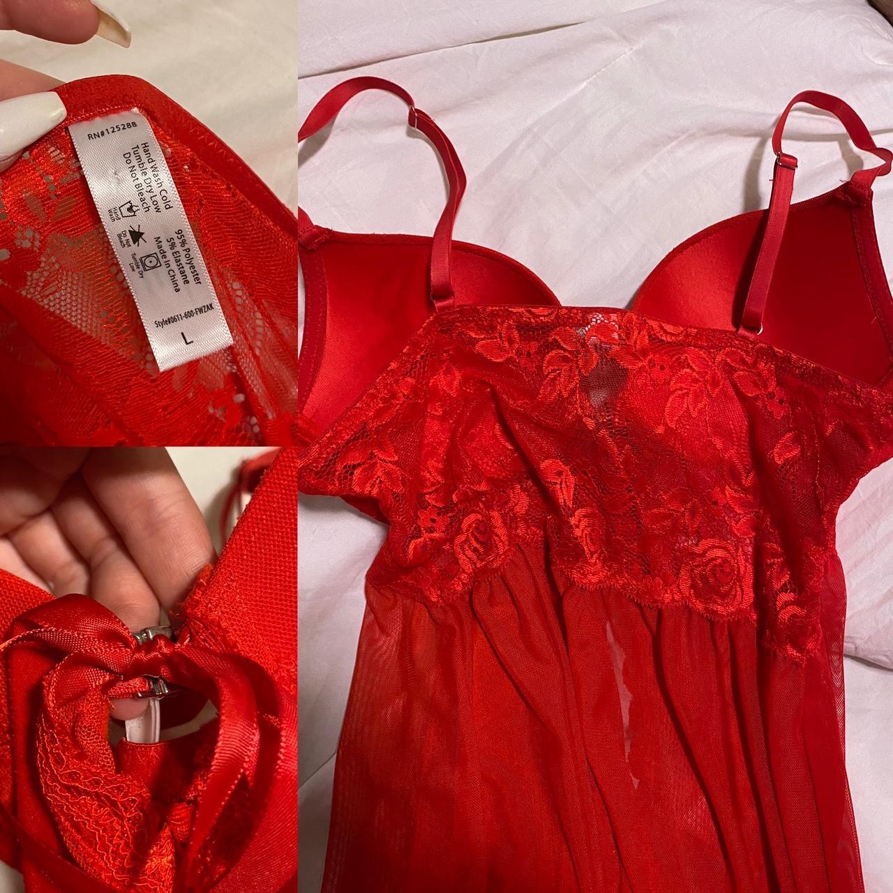 Cherry Red Babydoll Chemise Perfect condition... - Depop