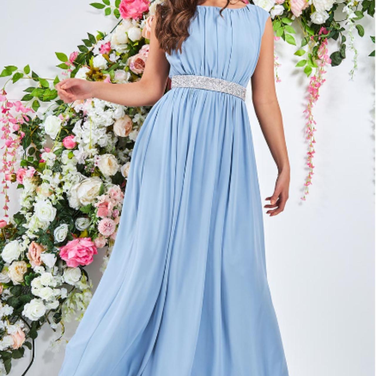 Chiffon Dress (Dusty Blue) Cocktail, Cruise, Formal,... - Depop