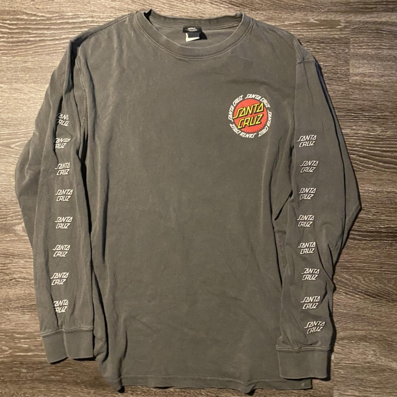 Santa Cruz grey logo long sleeve good condition size... - Depop