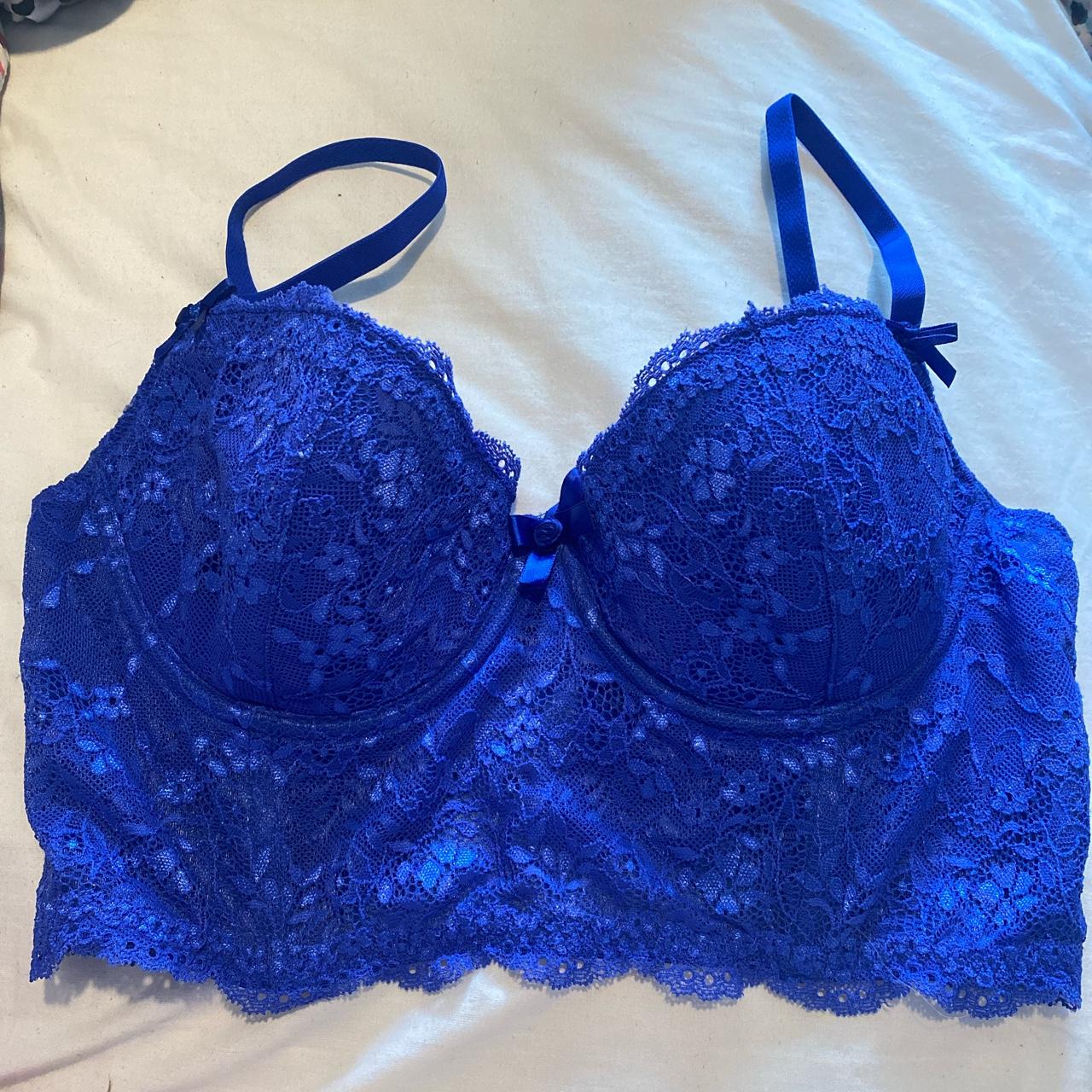 Boux avenue royal blue lace longline bra. Size 32D. - Depop