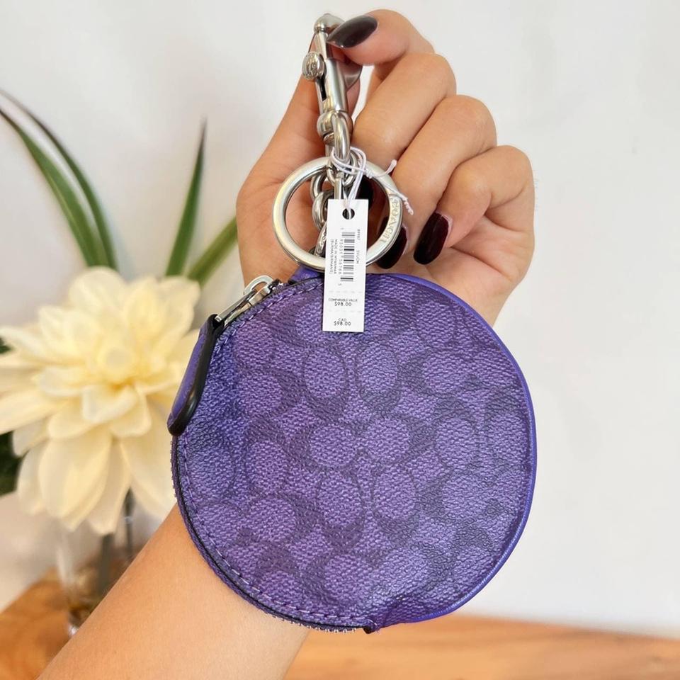 Coach Round Coin Case With Floral Bow Print | Small wallets, Coach leather  cleaner, Embossed leather