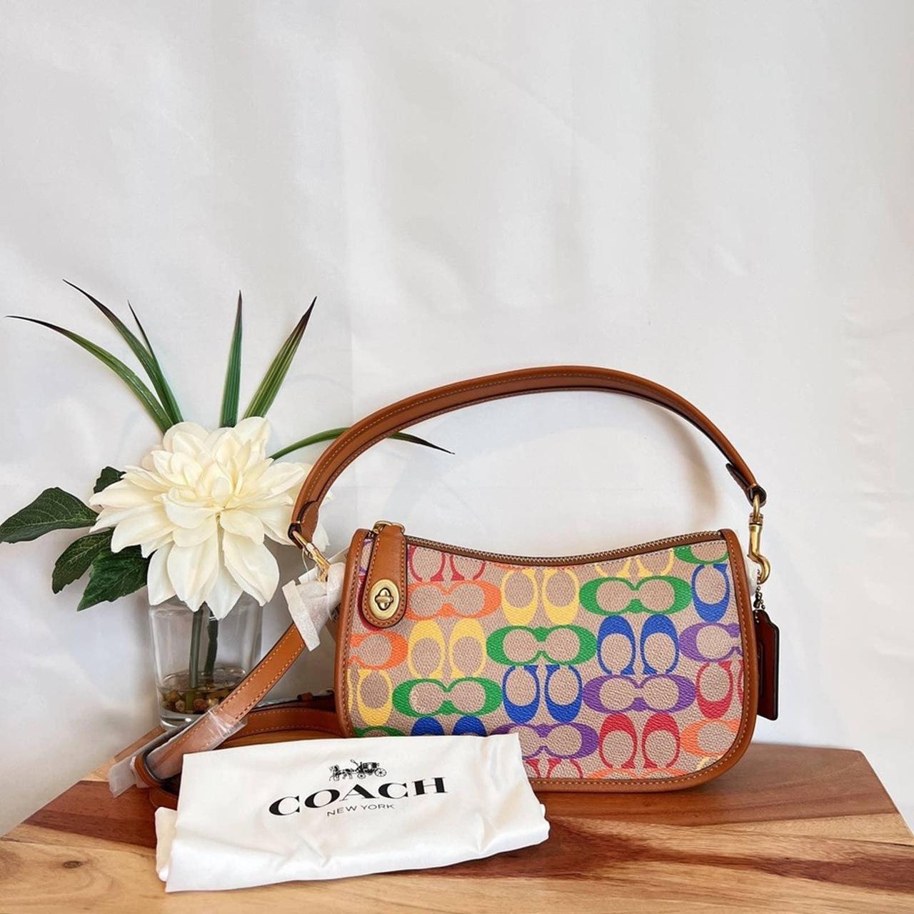 Coach, Bags, Coach Vintage Purse Handbag Shoulder Bag Signature C Pattern  Rainbow Colorful